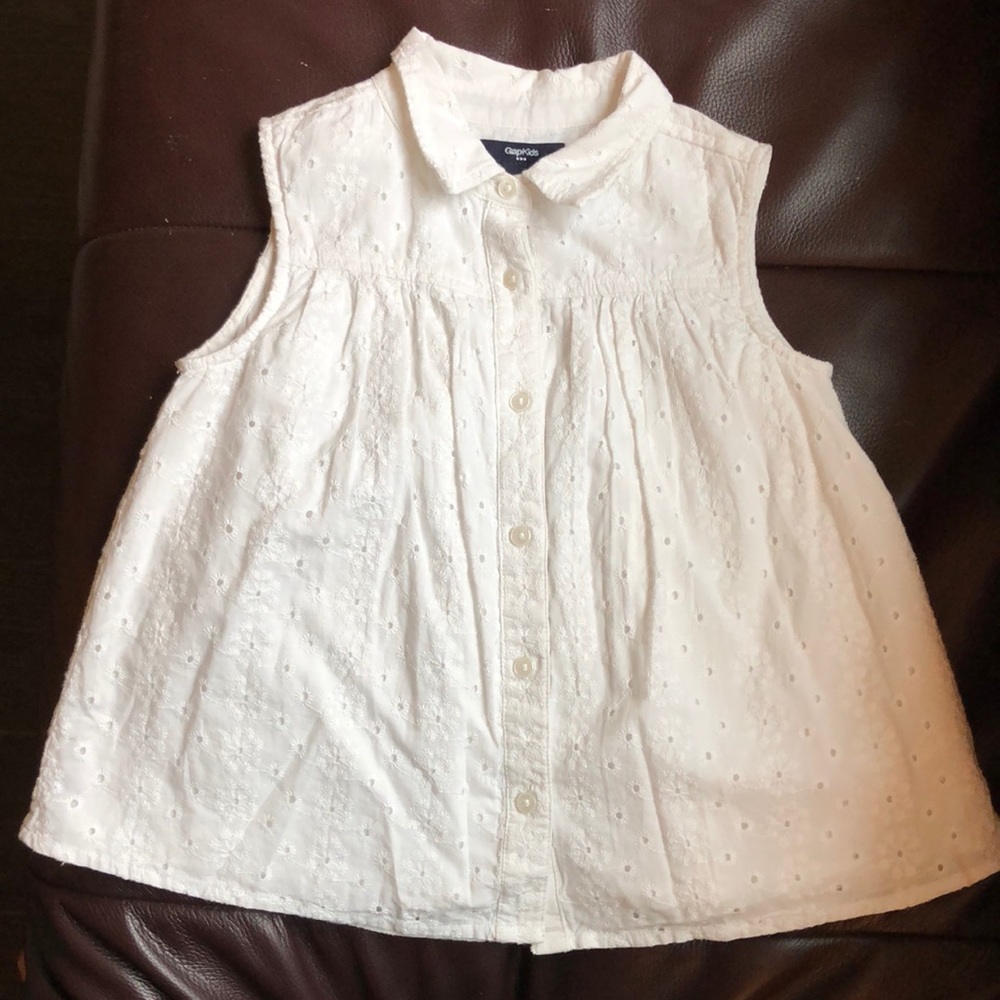 GAP girls white eyelet swing top blouse  xs 4/5